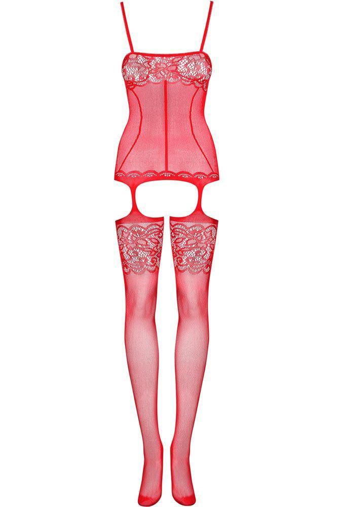 Obsessive - Ολόσωμο καλσόν Αυτοκινήτου - Bodystocking F204 red OB6925 - E-string.gr
