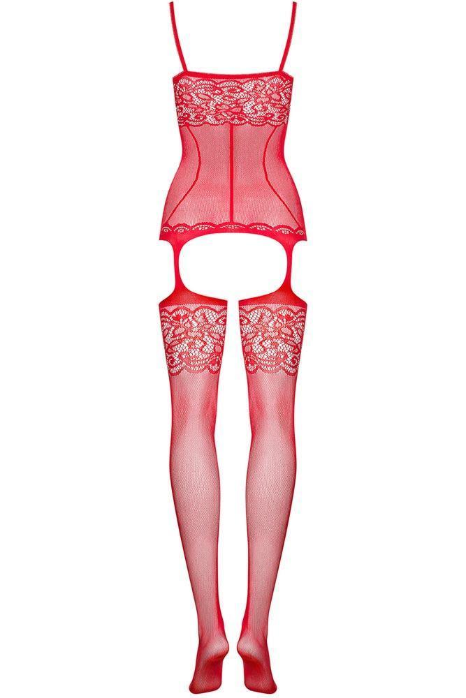 Obsessive - Ολόσωμο καλσόν Αυτοκινήτου - Bodystocking F204 red OB6925 - E-string.gr