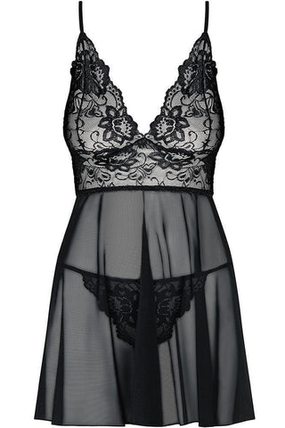Obsessive - Γυναικείο Babydoll - Obsessive Idillia Babydoll and Thong Black OB7412 - E-string.gr