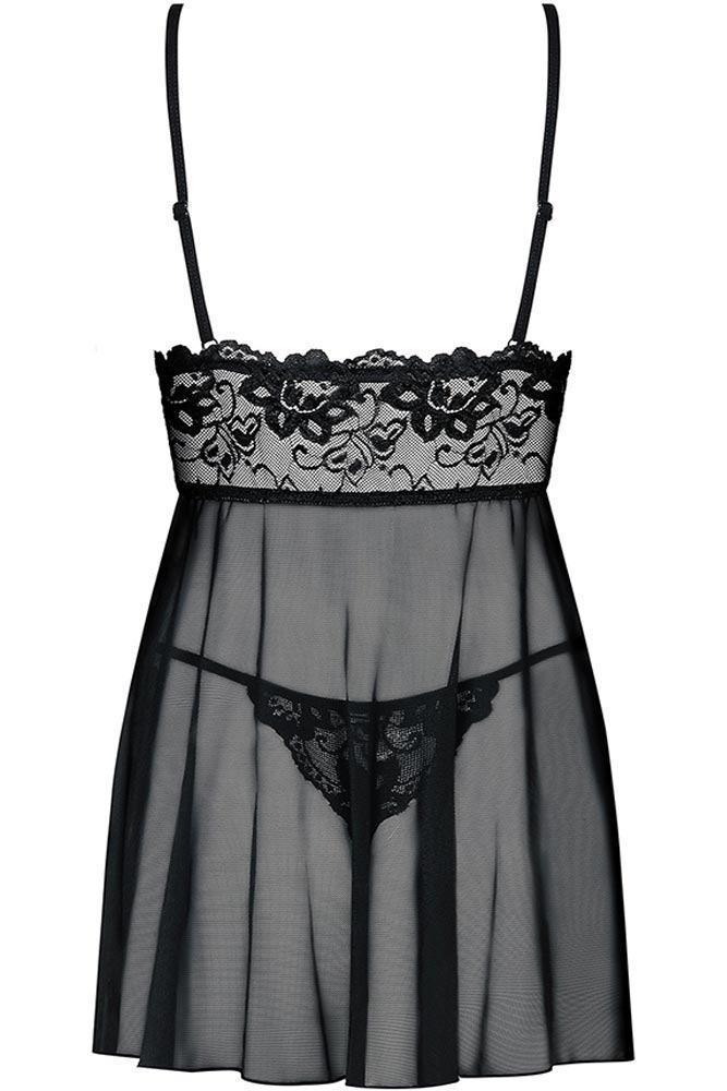 Obsessive - Γυναικείο Babydoll - Obsessive Idillia Babydoll and Thong Black OB7412 - E-string.gr