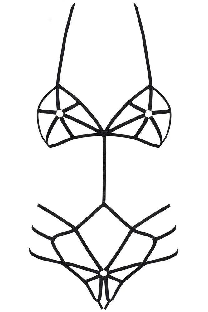 Obsessive - Γυναικείο κορμάκι - Body Slave Black - E-string.gr