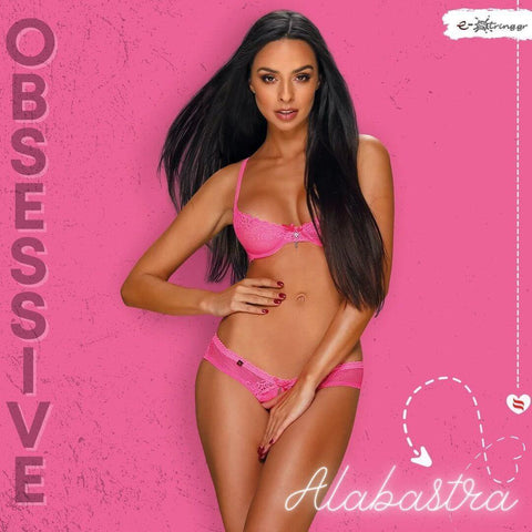 Obsessive - Γυναικείο σετ Εσωρούχων - Obsessive Alabastra Set Ροζ OB1326 - E-string.gr