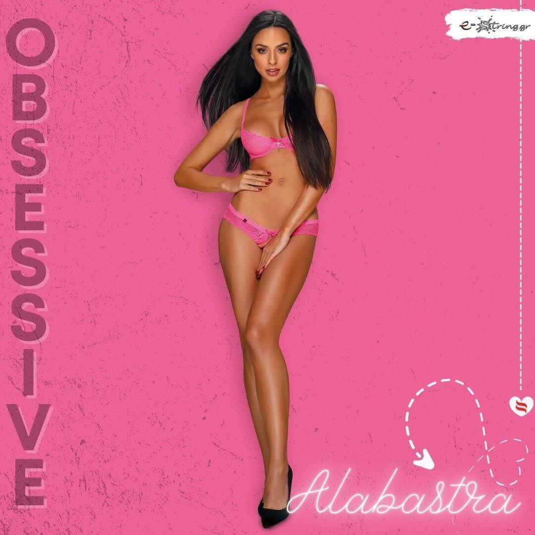 Obsessive - Γυναικείο σετ Εσωρούχων - Obsessive Alabastra Set Ροζ OB1326 - E-string.gr