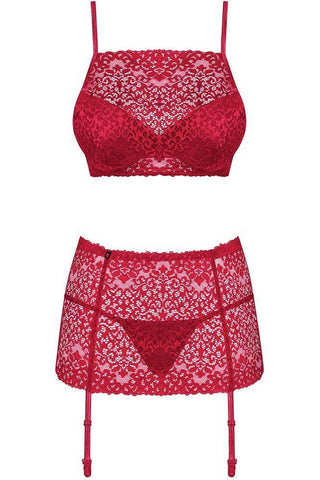 Obsessive - Γυναικείο σετ εσωρούχων- Obsessive Lividia set 3 pcs Κόκκινο OB4502 - E-string.gr