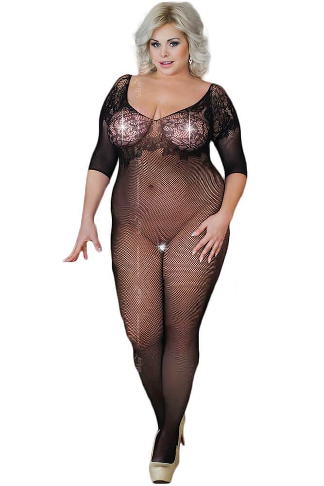 Softland - Ολόσωμο καλσόν μεγάλο μέγεθος - Bodystocking Dragonfly SFL6240 - E-string.gr
