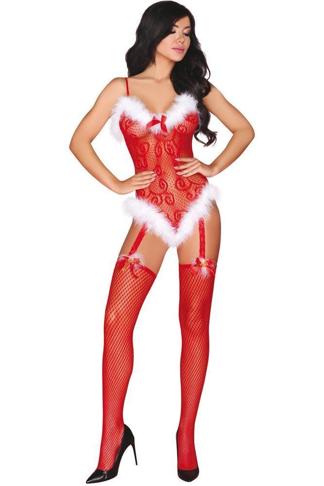 Livco Corsetti - Ολόσωμο καλσόν - LivCo Shivali Bodystocking Κόκκινο LC20090 - E-string.gr