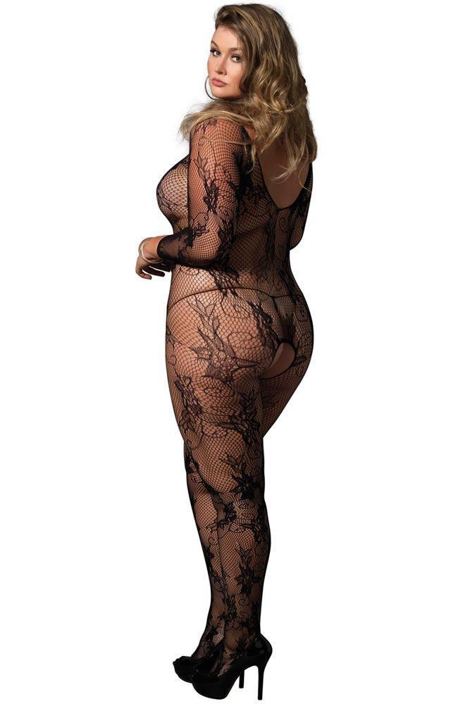 Leg Avenue - Ολόσωμο καλσόν μεγάλο μέγεθος - Floral lace bodystocking LG89170Q - E-string.gr