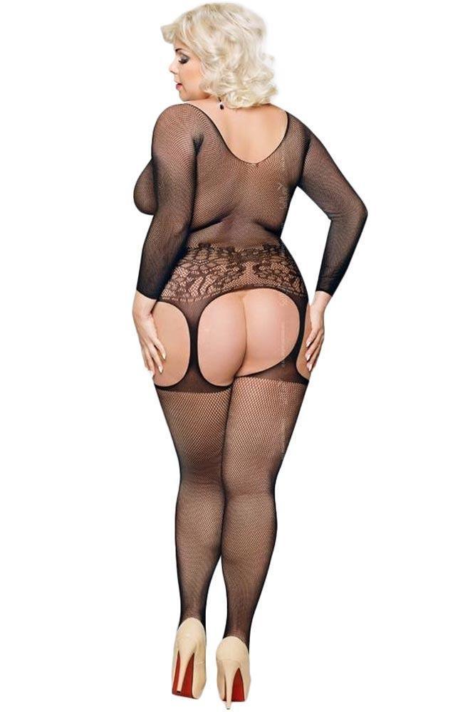 Softland - Ολόσωμο καλσόν μεγάλο μέγεθος - Bodystocking Ladybird Μαύρο SFL6241 - E-string.gr