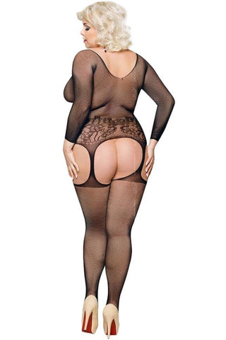 Softland - Ολόσωμο καλσόν μεγάλο μέγεθος - Bodystocking Ladybird Μαύρο SFL6241 - E-string.gr