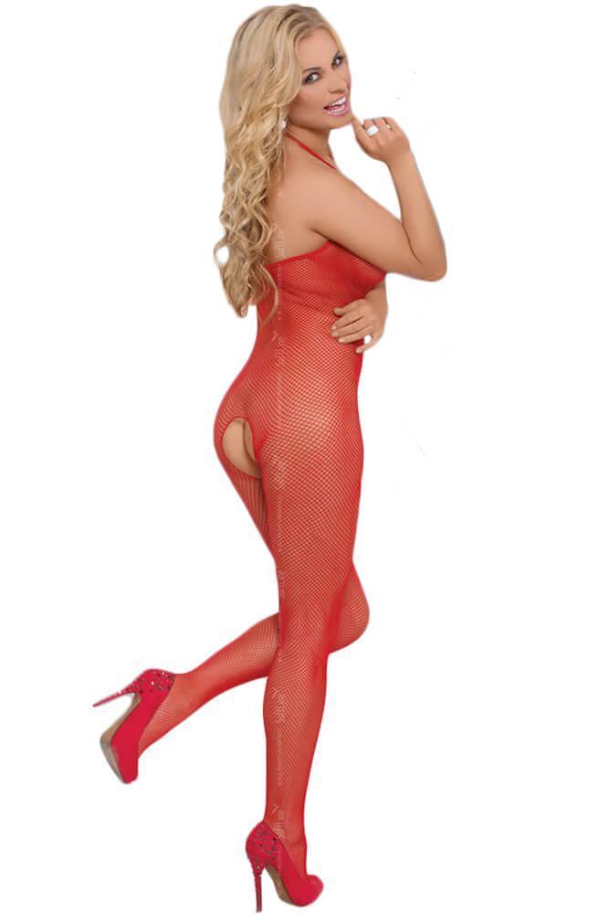 Softland - Ολόσωμο καλσόν- Bodystocking Fishnet-red SFL6236-red - E-string.gr