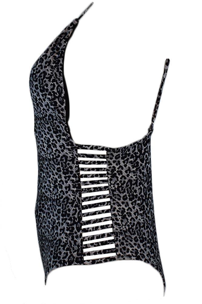 SLP - Γυναικείο Μαγιό - Ολόσωμο Leopard Γκρι Μαύρο ES1939-Gray - E-string.gr