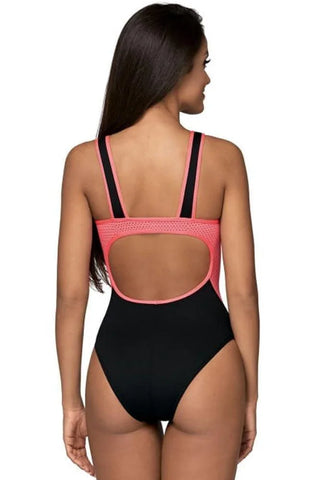 Lorin - Γυναικείο Μαγιό - Ολόσωμο Lorin Μαύρο Ροζ L-4375 - E-string.gr