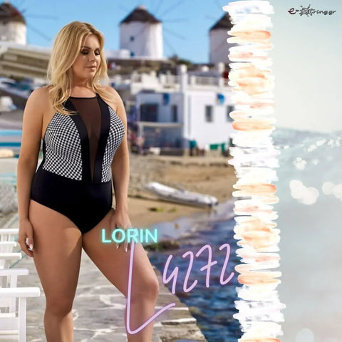 Lorin - Γυναικείο Μαγιό - Ολόσωμο Lorin Μαύρο Λευκό L-4272 - E-string.gr