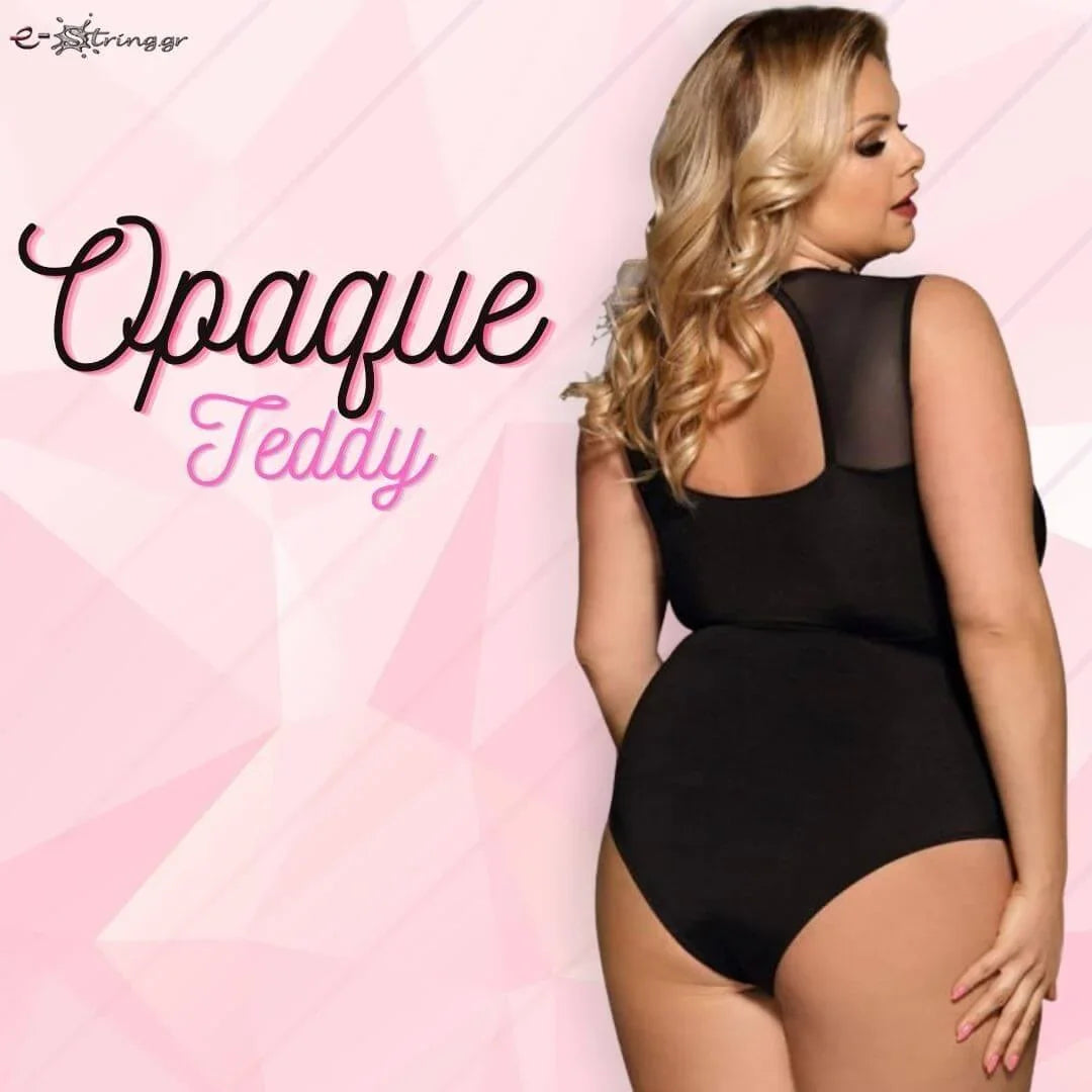 Subblime - Plus Size Κορμάκι - Subblime Opaque Teddy Μαύρο S-220667 - E-string.gr