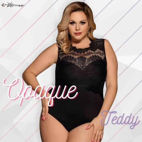 Subblime - Plus Size Κορμάκι - Subblime Opaque Teddy Μαύρο S-220667 - E-string.gr