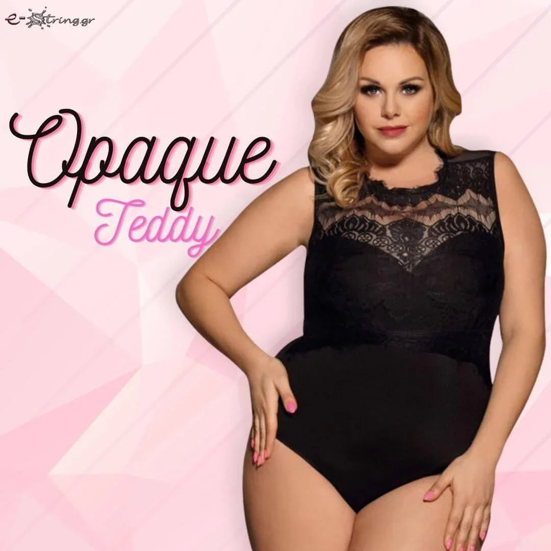 Subblime - Plus Size Κορμάκι - Subblime Opaque Teddy Μαύρο S-220667 - E-string.gr