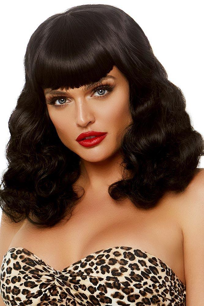 Leg Avenue - Περούκα - Retro bang curly bob wig Μαύρη LG-A2860-Black - E-string.gr