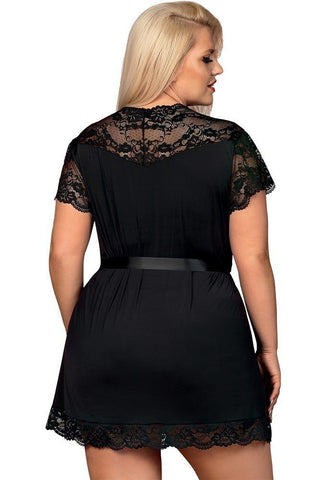 Obsessive - Γυναικεία ρόμπα - Obsessive 810 Peignoir Plus Size Μαύρη OB2997 - E-string.gr
