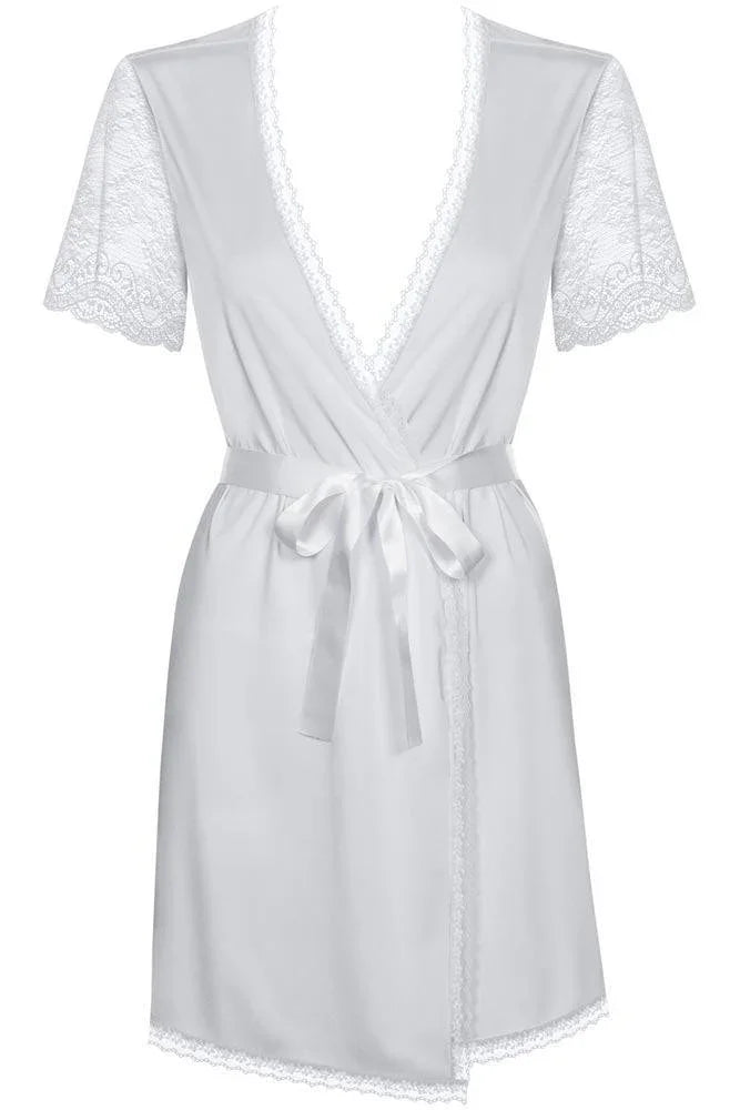 Obsessive - Γυναικεία ρόμπα - Obsessive Miamor Robe and Thong Λευκή OB5349 - E-string.gr