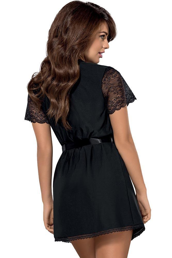 Obsessive - Γυναικεία ρόμπα - Obsessive Miamor robe Plus Size Μαύρη OB9769 - E-string.gr