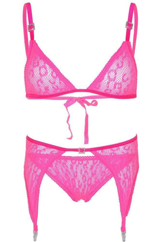 Leg Avenue - Γυναικείο σετ εσωρούχων - Bra top, garter belt & panty Ροζ LG81483 - E-string.gr