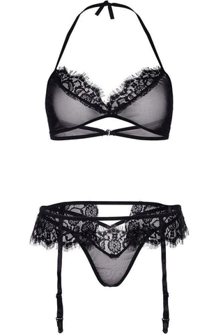 Leg Avenue - Γυναικείο σετ εσωρούχων - Bralette string and garterbelt Μαύρο LG81539 - E-string.gr