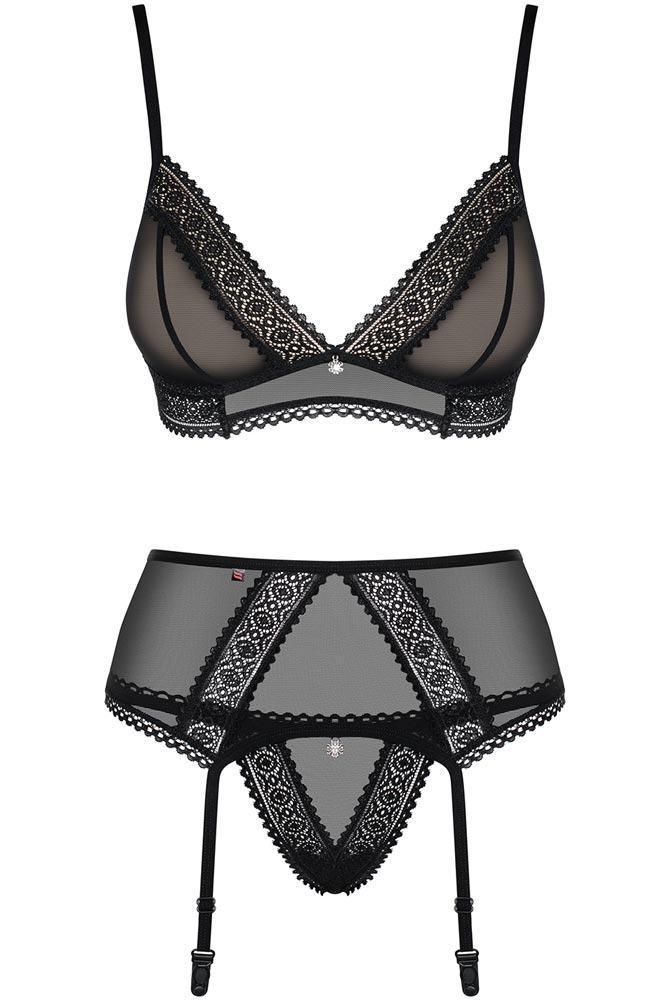 Obsessive - Γυναικείο σετ εσωρούχων- Obsessive 862 set 3 pcs Μαύρο OB9041 - E-string.gr