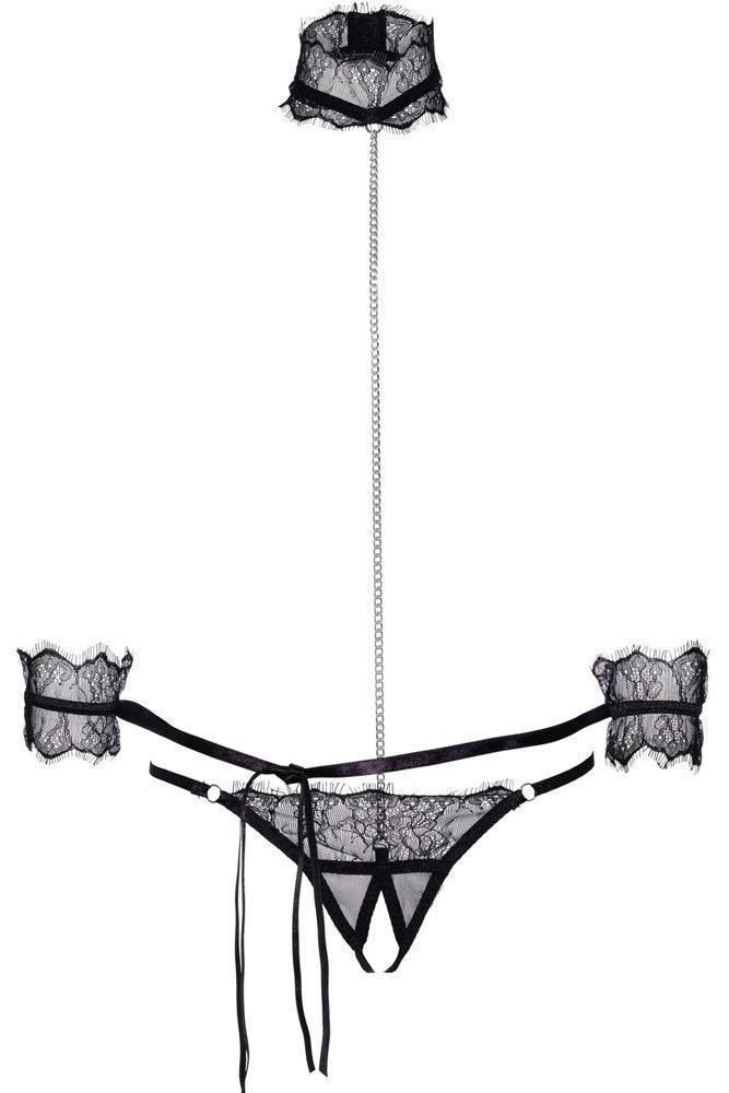 Leg Avenue - Γυναικείο σετ εσωρούχων - Bondage chain teddy Μαύρο ΚΙ-4021 - E-string.gr
