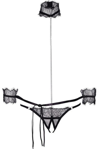 Leg Avenue - Γυναικείο σετ εσωρούχων - Bondage chain teddy Μαύρο ΚΙ-4021 - E-string.gr