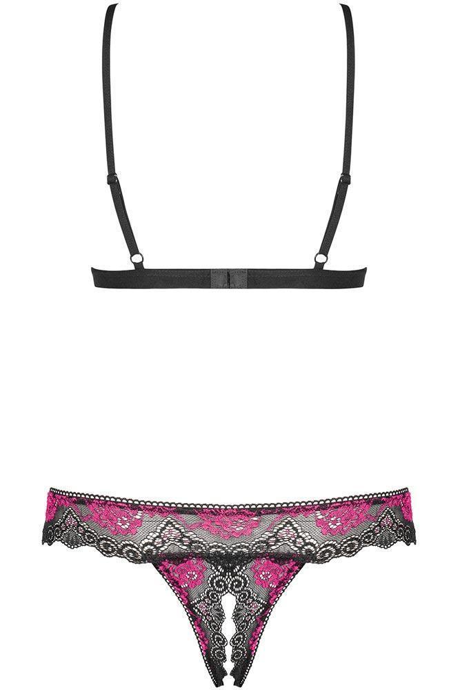 Obsessive - Γυναικείο σετ εσωρούχων - Obsessive Tulia- set 2 pcs μαύρο μπορντό OB3321 - E-string.gr