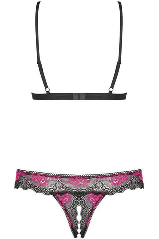 Obsessive - Γυναικείο σετ εσωρούχων - Obsessive Tulia- set 2 pcs μαύρο μπορντό OB3321 - E-string.gr