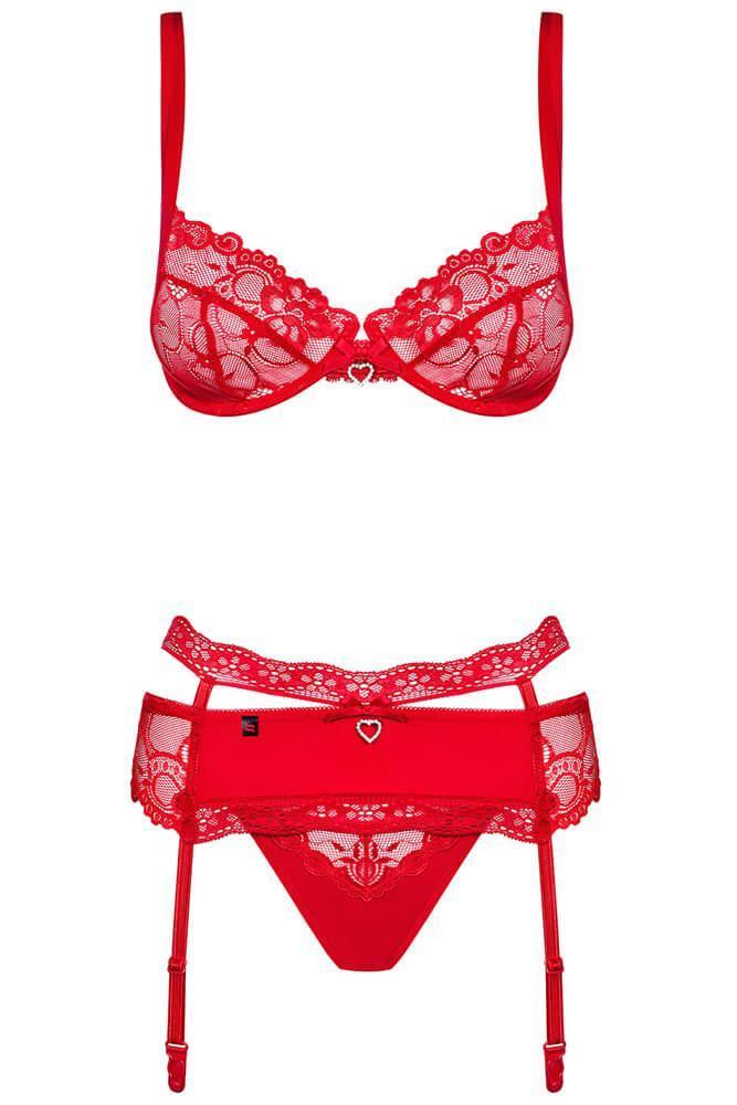 Obsessive - Γυναικείο σετ εσωρούχων- Obsessive Heartina 3 pcs set OB1519 - E-string.gr