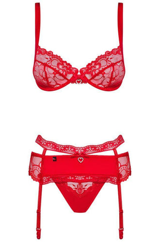 Obsessive - Γυναικείο σετ εσωρούχων- Obsessive Heartina 3 pcs set OB1519 - E-string.gr
