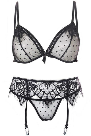 Leg Avenue - Γυναικείο σετ εσωρούχων - Leg Avenue Bralette and garter set Μαύρο LG81502 - E-string.gr