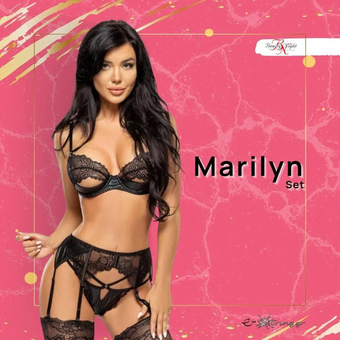Beauty Night - Γυναικείο σετ εσωρούχων - Beauty Night Marilyn Set Μαύρο BN10386 - E-string.gr