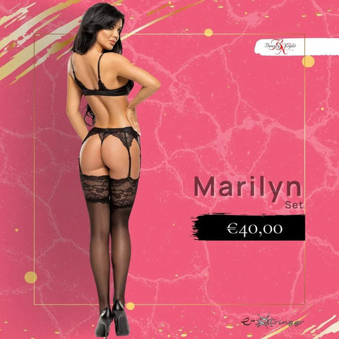 Beauty Night - Γυναικείο σετ εσωρούχων - Beauty Night Marilyn Set Μαύρο BN10386 - E-string.gr
