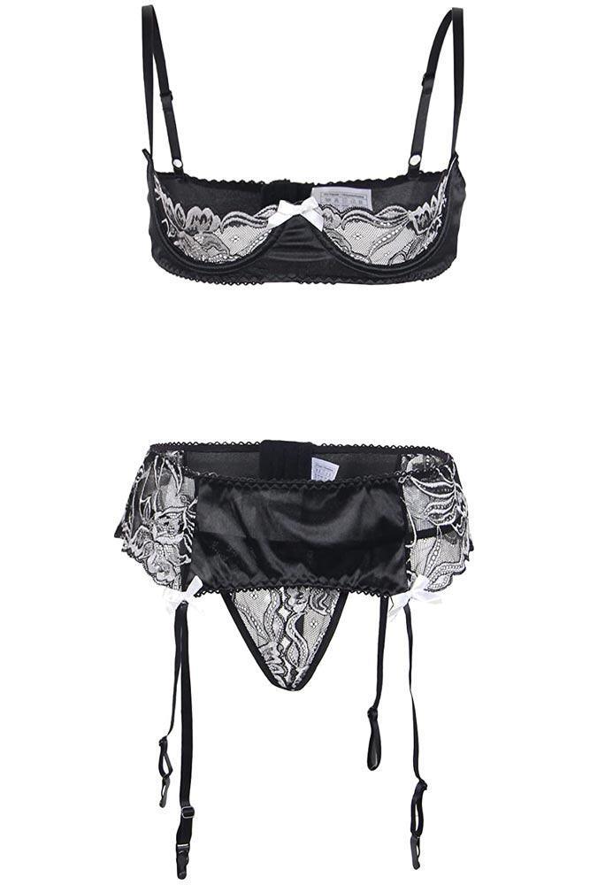 Subblime - Plus Size Σετ Εσώρουχα - Subblime Three Pieces Set Μαύρο S-220615 - E-string.gr