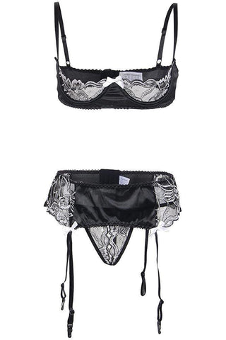 Subblime - Plus Size Σετ Εσώρουχα - Subblime Three Pieces Set Μαύρο S-220615 - E-string.gr