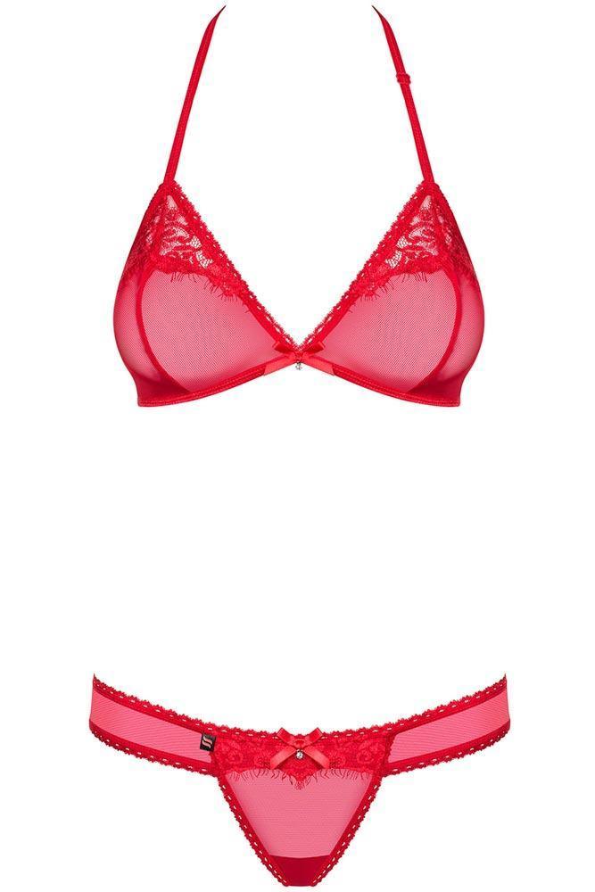 Obsessive - Γυναικείο σετ εσωρούχων - Obsessive 870-SET-3 set 2 Τεμ Κόκκινο OB9812 - E-string.gr