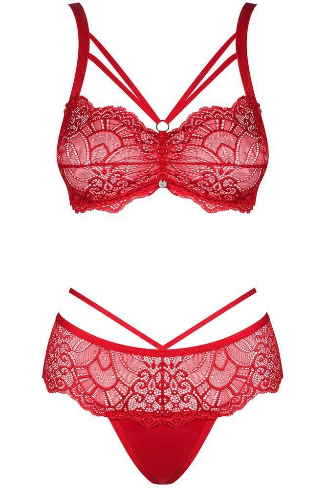 Obsessive - Γυναικείο σετ εσωρούχων - Obsessive Loventy 2-pcs set Plus Size Κόκκινο OB4167 - E-string.gr