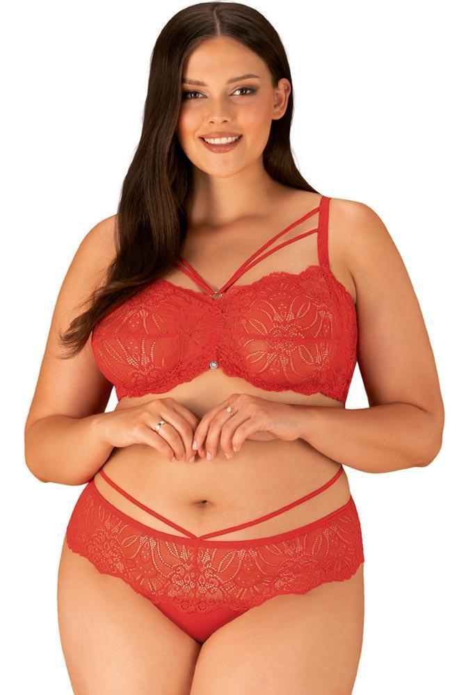 Obsessive - Γυναικείο σετ εσωρούχων - Obsessive Loventy 2-pcs set Plus Size Κόκκινο OB4167 - E-string.gr
