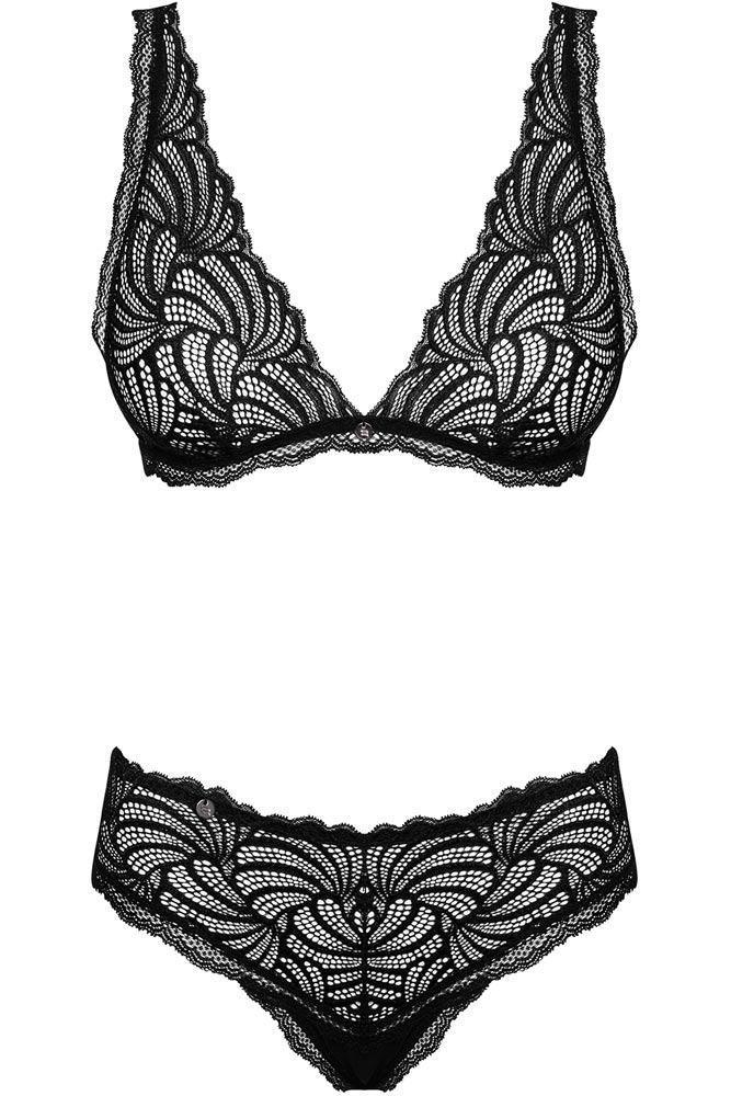 Obsessive - Γυναικείο σετ εσωρούχων - Obsessive Sweetia- set 2 pcs Μαύρο OB0947 - E-string.gr