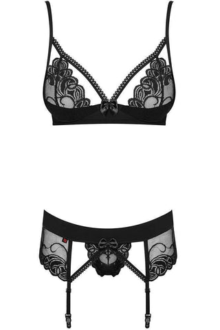 Obsessive - Γυναικείο σετ εσωρούχων - Obsessive Wonderia set 3 pcs Μαύρο OB2608 - E-string.gr