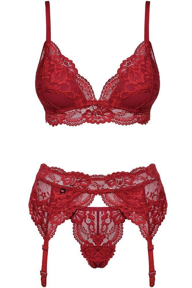 Obsessive - Γυναικείο σετ εσωρούχων - Obsessive 810 set 3 pcs Μπορντό OB1044 - E-string.gr