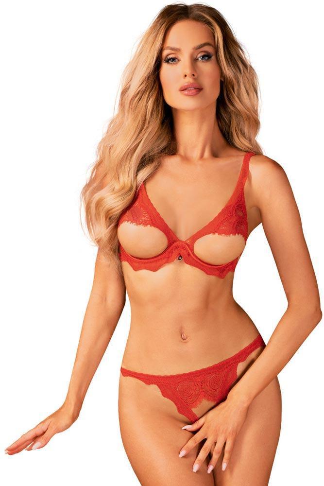 Obsessive - Γυναικείο σετ εσωρούχων - Obsessive Bergamore 2-pcs set Κόκκινο OB9872 - E-string.gr