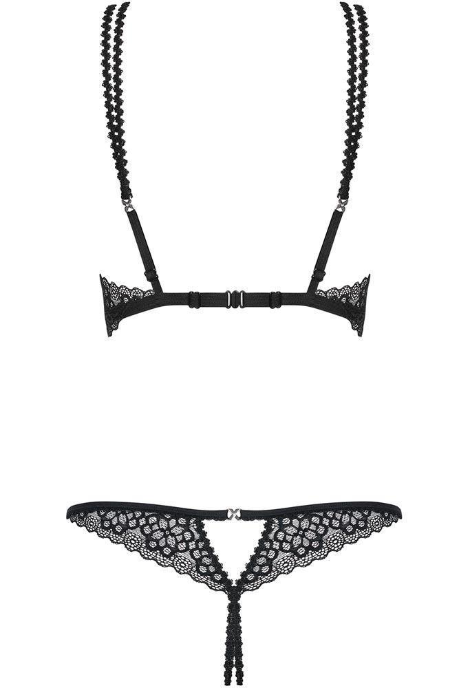 Obsessive - Γυναικείο σετ εσωρούχων - Obsessive Liferia Cupless Set Μαύρο OB6919 - E-string.gr