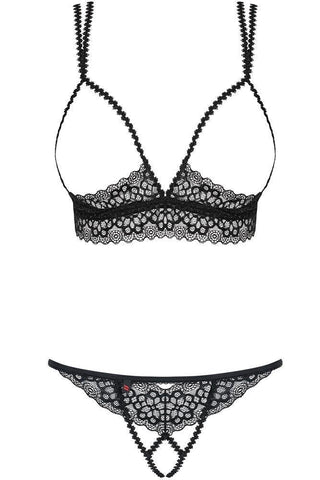 Obsessive - Γυναικείο σετ εσωρούχων - Obsessive Liferia Cupless Set Μαύρο OB6919 - E-string.gr