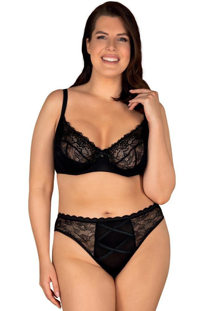 Obsessive - Γυναικείο σετ εσωρούχων - Obsessive Laurise 2-pcs set Plus Size μαύρο OB3016 - E-string.gr