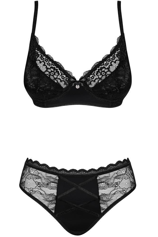 Obsessive - Γυναικείο σετ εσωρούχων - Obsessive Laurise 2-pcs set Plus Size μαύρο OB3016 - E-string.gr