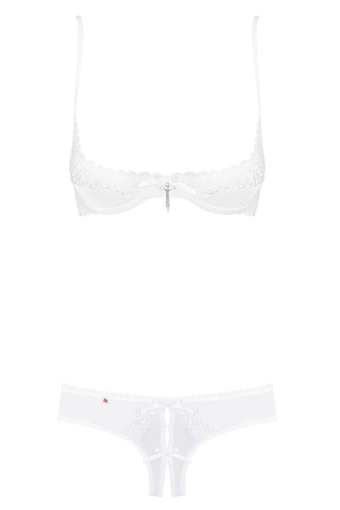 Obsessive - Γυναικείο σετ Εσωρούχων - Obsessive Alabastra Set Λευκό OB9028 - E-string.gr